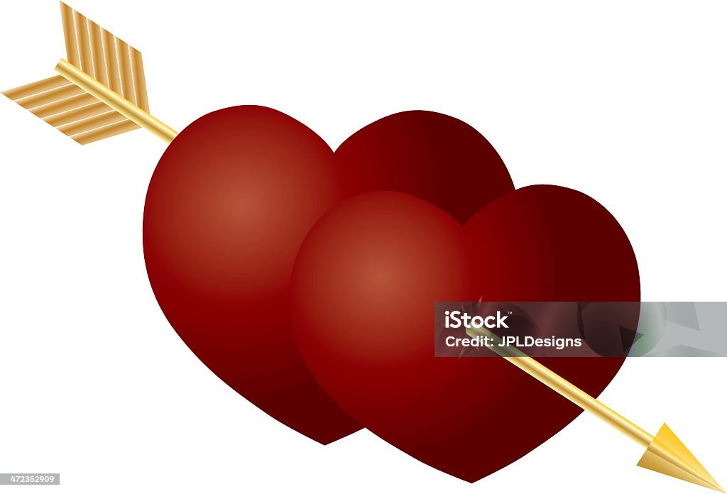 Valentinstag zwei Herzen mit Pfeil Vektor-Illustration - Lizenzfrei Bogenschießen Vektorgrafik