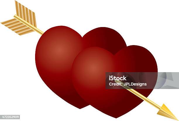 Valentinstag Zwei Herzen Mit Pfeil Vektorillustration Stock Vektor Art und mehr Bilder von Bogenschießen