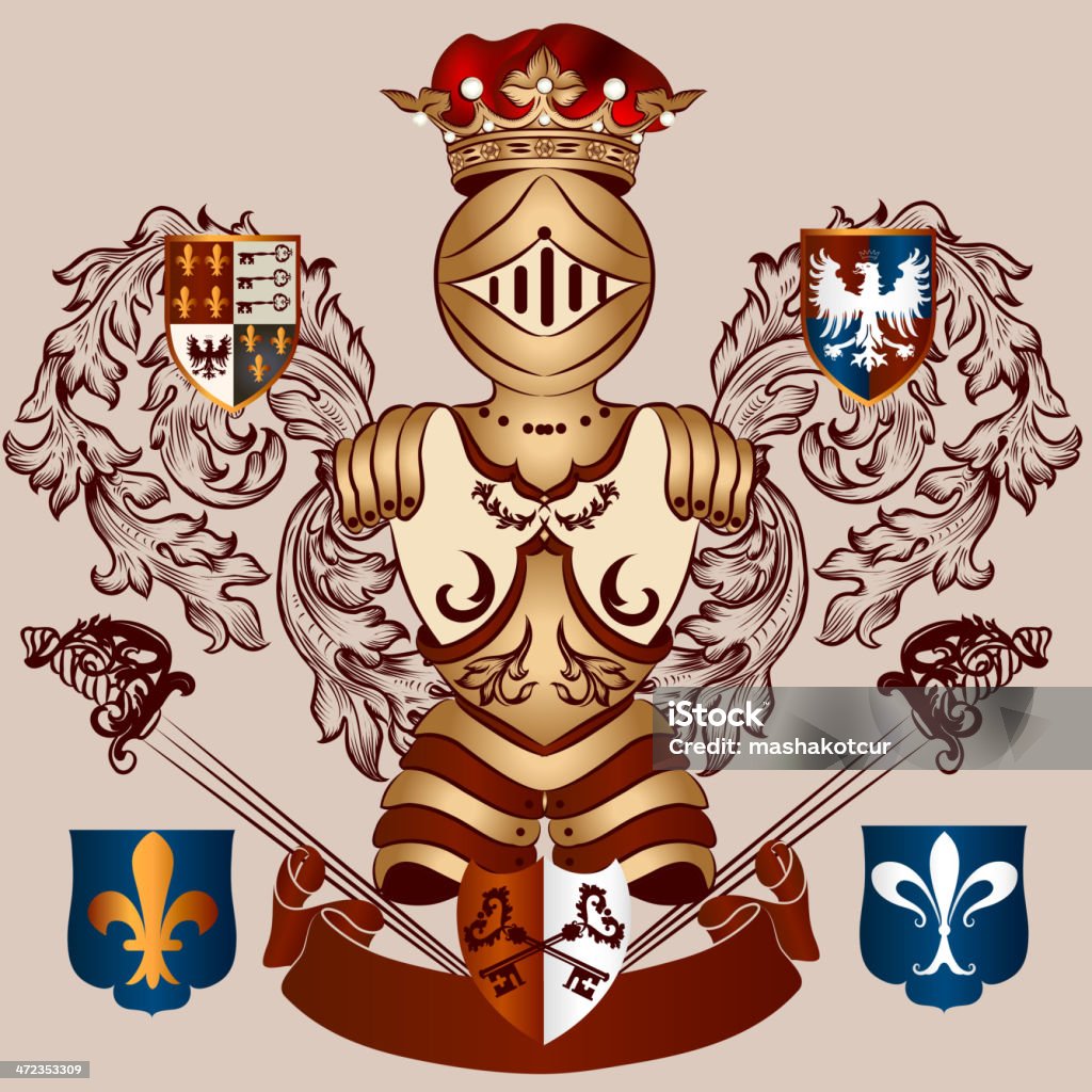 Heraldyczny design z herb w stylu vintage - Grafika wektorowa royalty-free (Kask ochronny - Odzież ochronna)