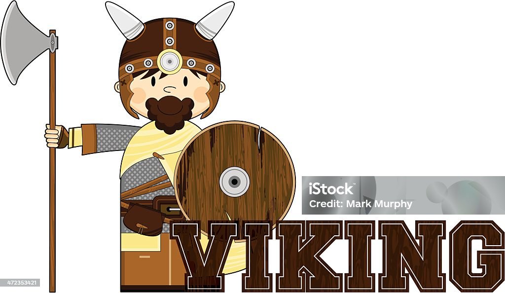 Guerreiro Viking aprender a ler ilustração - Royalty-free Adulto arte vetorial