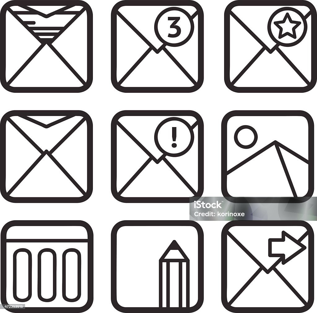 E-mail icons set - clipart vectoriel de Communication libre de droits