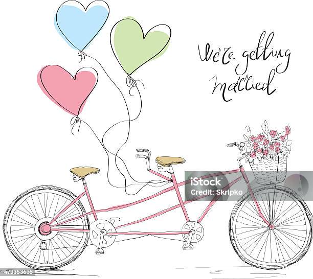 Тандем Велосипед Приглашение На Свадьбу — стоковая векторная графика и другие изображения на тему Тандем - Двухколёсный велосипед - Тандем - Двухколёсный велосипед, Двухколёсный велосипед, Антиквариат