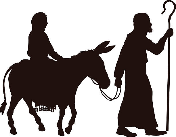 maria und josef silhouetten - joseph stock-grafiken, -clipart, -cartoons und -symbole