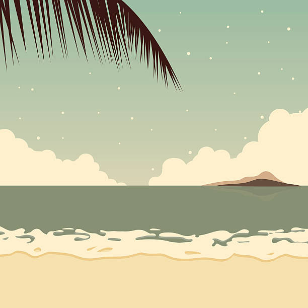 Vector beach landscape vector art illustration