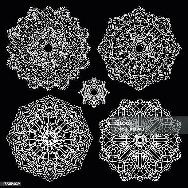 円形レースパターンセット 曼陀羅ます - イラストレーションのベクターアート素材や画像を多数ご用意 - イラストレーション, エンタメ総合, テーブルナプキン