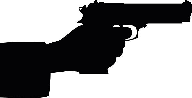 ilustrações, clipart, desenhos animados e ícones de cartucho de arma  - gun handgun silhouette outline