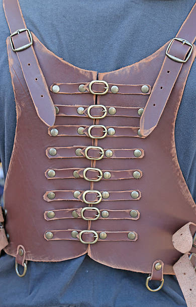 istock leather corset with many brass buckles 472354328