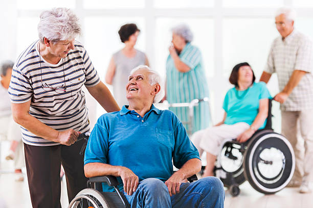 istock Happy senior couple looking at each other and communicating. 472354512