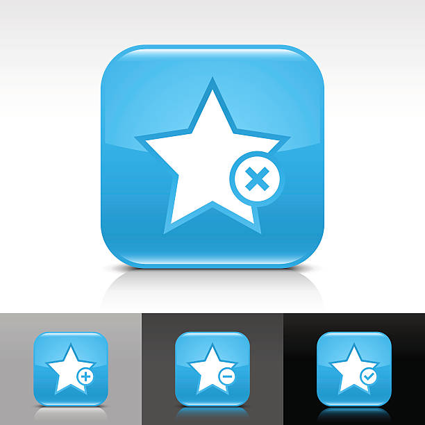 星青いアイコンサイン光沢のある丸みのあるスクエア web ボタン - bookmark sharing vector key点のイラスト素材／クリップアート素材／マンガ素材／アイコン素材