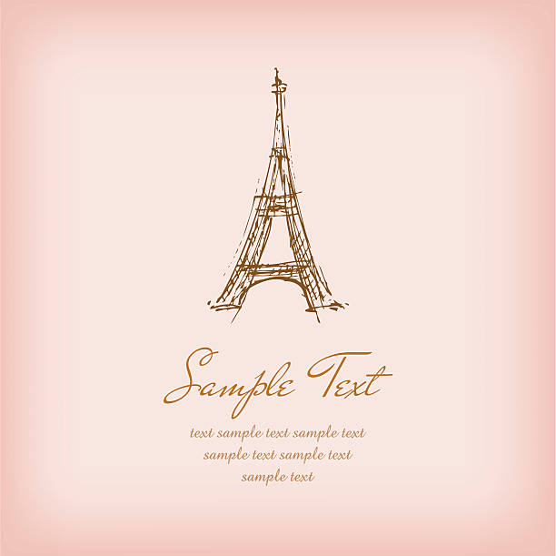 wzór z projektów ilustracja przedstawiająca wieża eiffla i przykładowy tekst - paris france monument pattern city stock illustrations