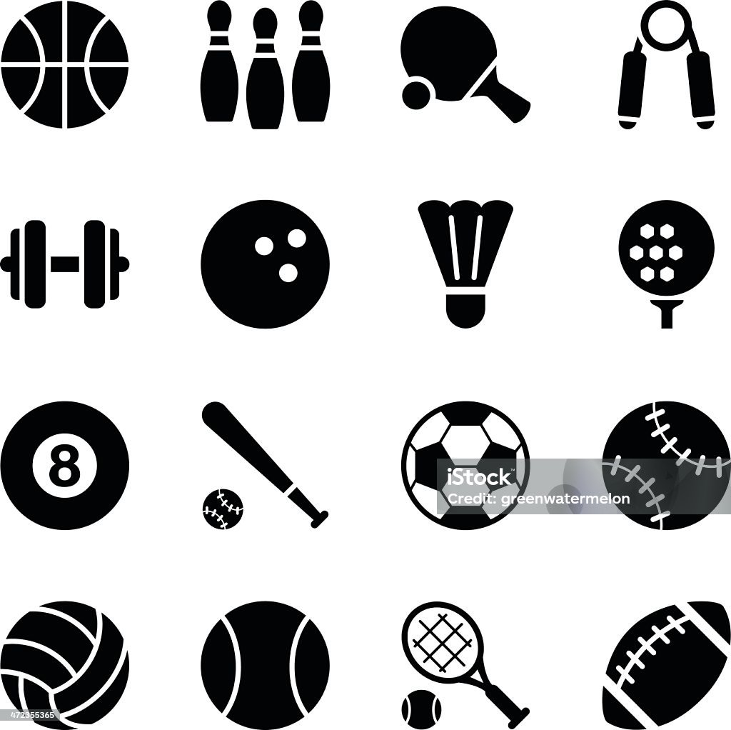 Set of simple black sports icons Vector File of Sport Icons related vector icons for your design or application. Black And White stock vector