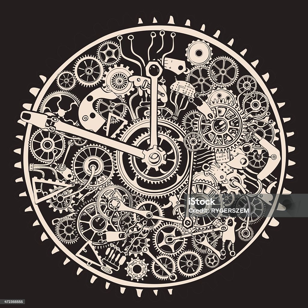 Ilustración de cogs y engranajes de reloj - arte vectorial de Reloj libre de derechos