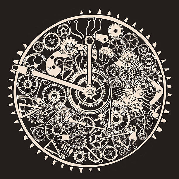 иллюстрация с gears cogs из часы - clock parts stock illustrations