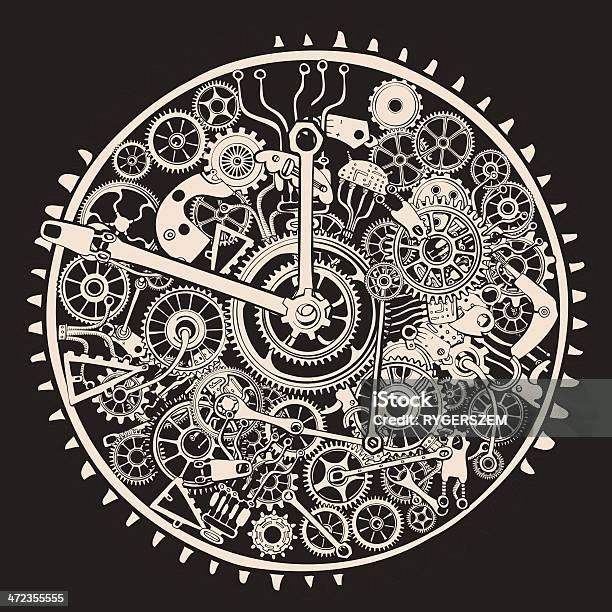 Illustration Of Cogs And Gears Of Clock Stock Illustration - Download Image Now - Clock, Machine Part, Pocket Watch