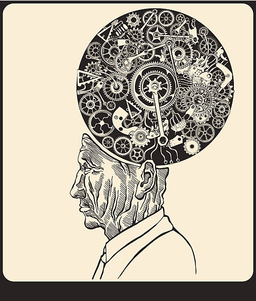 naukowiec. - people machine part profile science stock illustrations
