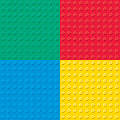 Set of four Building toy bricks.Vector Illustration.  EPS10, Ai10, PDF, High-Res JPEG included.
