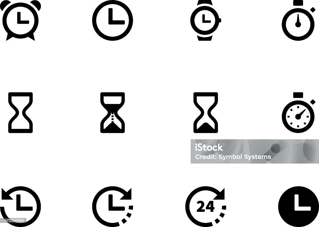 Zeit und Uhr Symbole - Lizenzfrei Icon Vektorgrafik