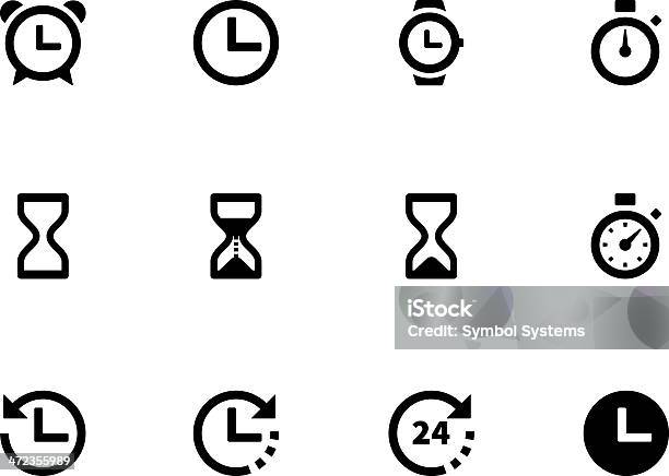 Время И Часы Значки — стоковая векторная графика и другие изображения на тему Иконка - Иконка, Часы - настольные или настенные, Часы - карманные или наручные