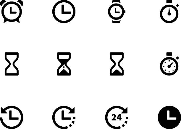 time and clock icons - duvar saati illüstrasyonlar stock illustrations