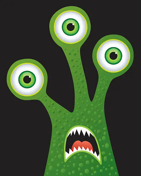 Vector illustration of Three eyed Monster