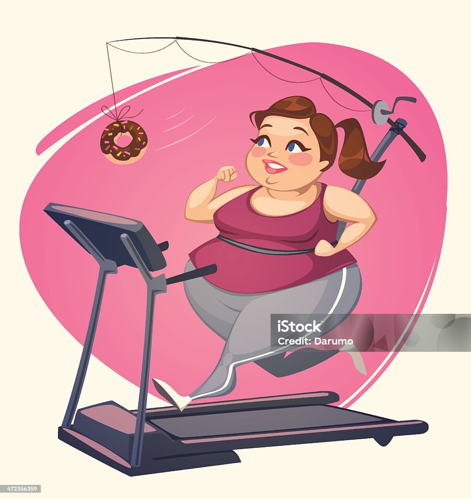 Fat girl is running. Vector illustration. EPS10 Vector illustration. Contains transparency. Doodle stock vector