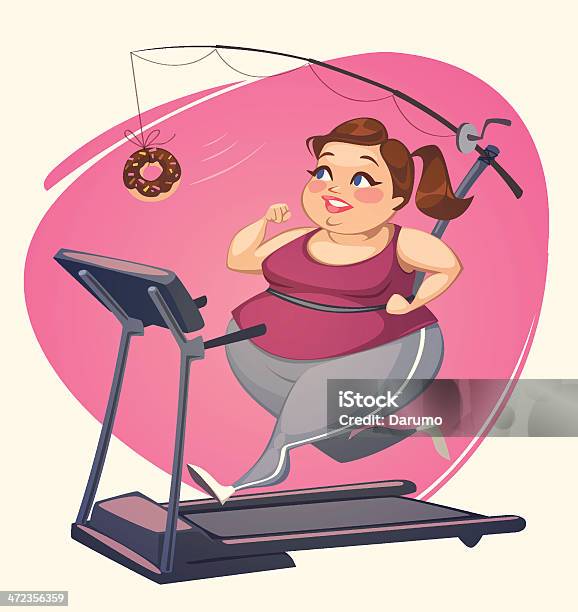 Fat Girl Is Running Vector Illustration Stock Illustration - Download Image Now - Doodle, Gym, Running