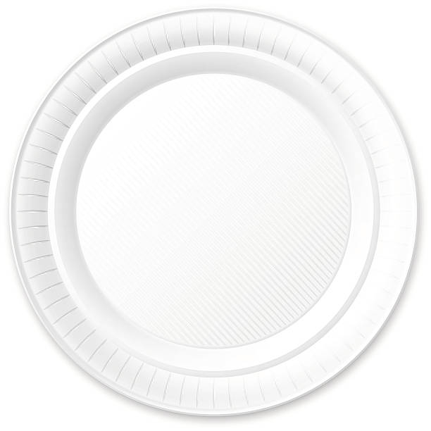 Disposable Plastic Plate. Isolated on White. Disposable Plastic Plate. Isolated on White. Vector Illustration. paper plate stock illustrations