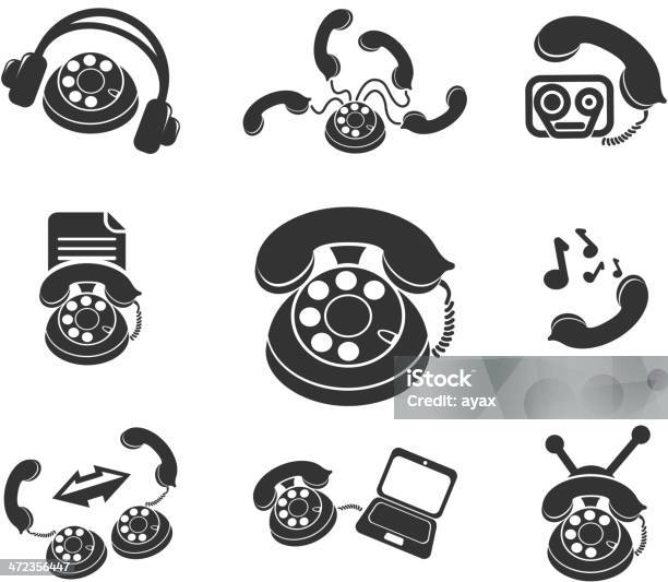 Symbole Telefonu - Stockowe grafiki wektorowe i więcej obrazów Bez ludzi - Bez ludzi, Bluetooth, Czarny kolor