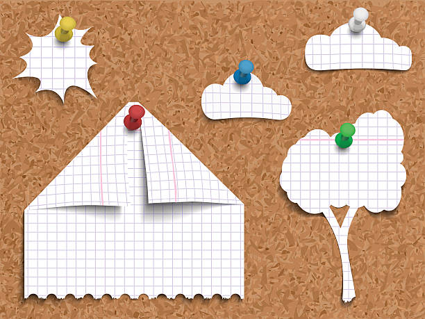 ilustrações de stock, clip art, desenhos animados e ícones de conceito de paisagem ilustração vetorial de papel - bulletin board backgrounds cork thumbtack