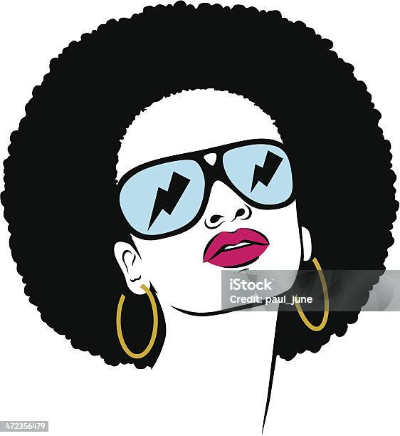 Afro Hippie Woman Stock Illustration - Download Image Now - Afro Hairstyle, African Ethnicity, 1970-1979