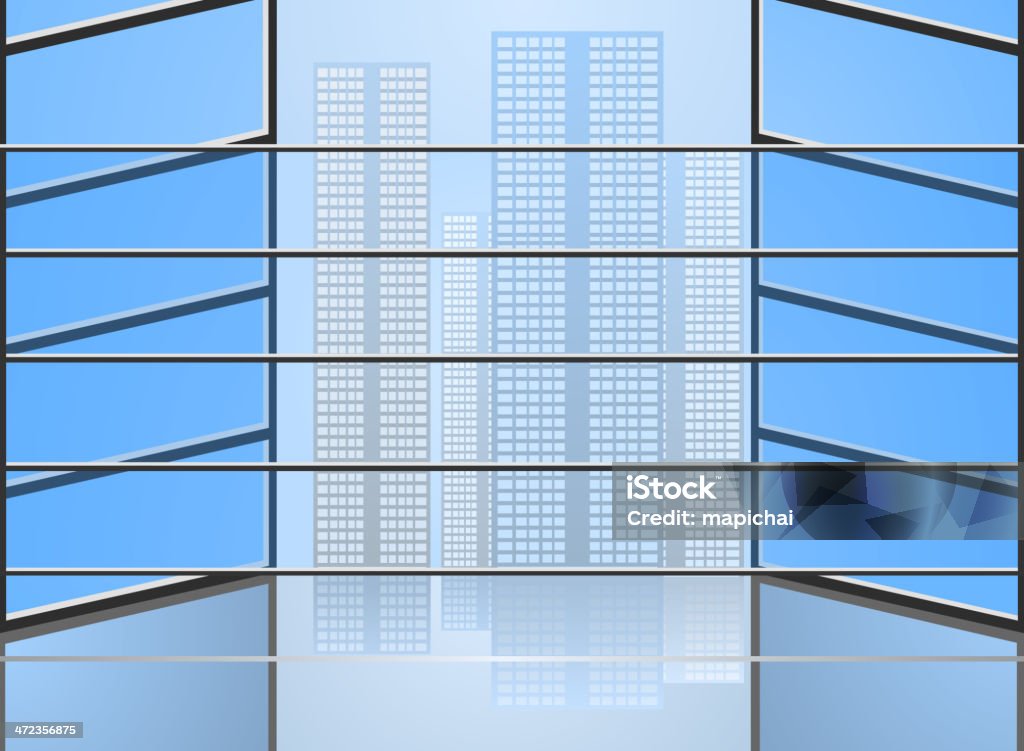 Vista em perspectiva de Vidro Azul - Royalty-free Arranha-céu arte vetorial