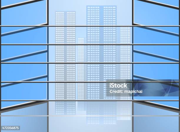Vista Em Perspectiva De Vidro Azul - Arte vetorial de stock e mais imagens de Arranha-céu - Arranha-céu, Azul, Cidade