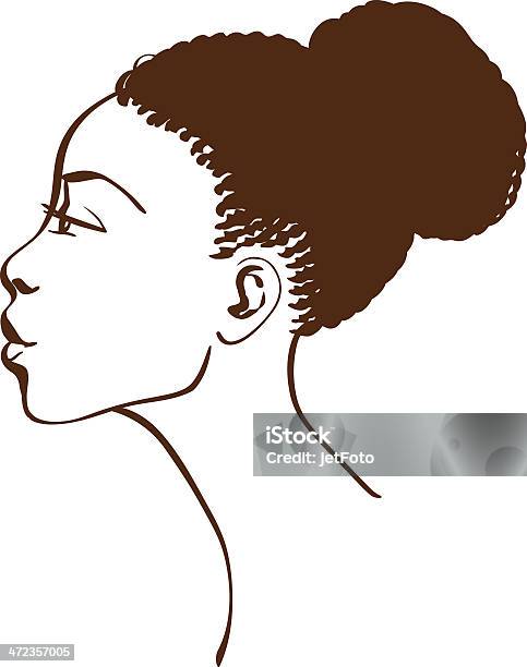 벡터 세로는 아름다운 여자 프로필 아프리카계 미국 민족에 대한 스톡 벡터 아트 및 기타 이미지 - 아프리카계 미국 민족, 여자, 한 명의 여자만