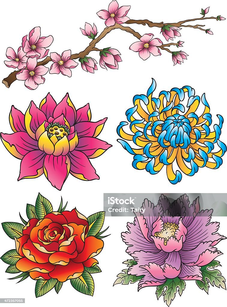 Tattoo Flower Set Tattoo stock vector