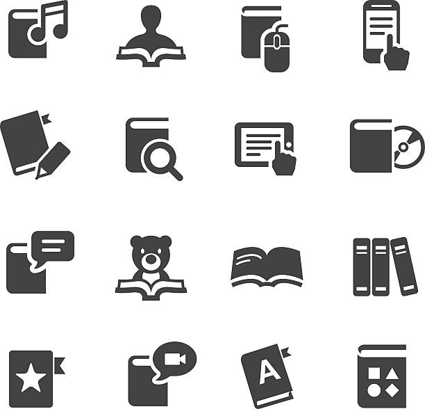 eBook and Literature Icons - Acme Series View All: magnifying glass book stock illustrations