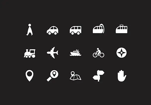 Vector illustration of white transportation icons