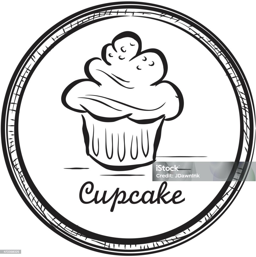 Cupcake disegno con telaio circolare - arte vettoriale royalty-free di Cupcake