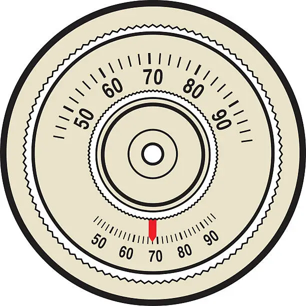 Vector illustration of Vector graphic of a retro thermostat control dial