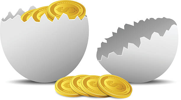 알류 동전 - retirement eggs animal egg gold stock illustrations