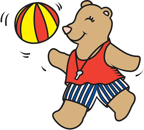 Vector illustration of Bear With Beachball