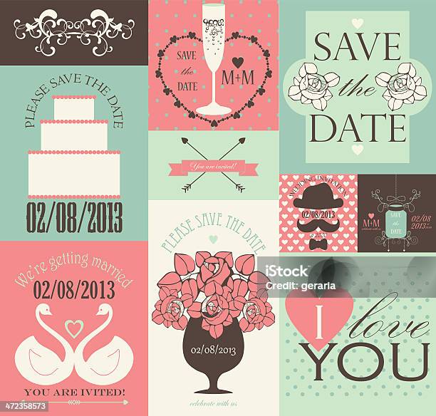 Dekoracyjne Elementy Projektu Dla Karty Ślubu Lub Zaproszenie - Stockowe grafiki wektorowe i więcej obrazów Baner