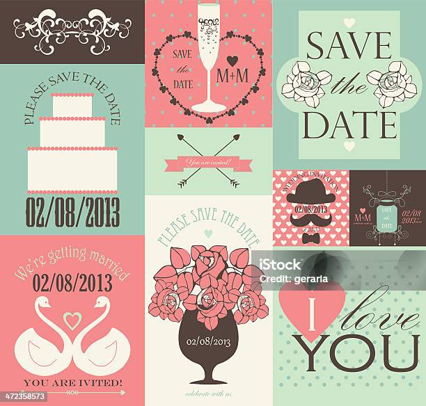 Decorativos Elementos De Design Para Cartão De Casamento Ou Convite - Arte vetorial de stock e mais imagens de Amor