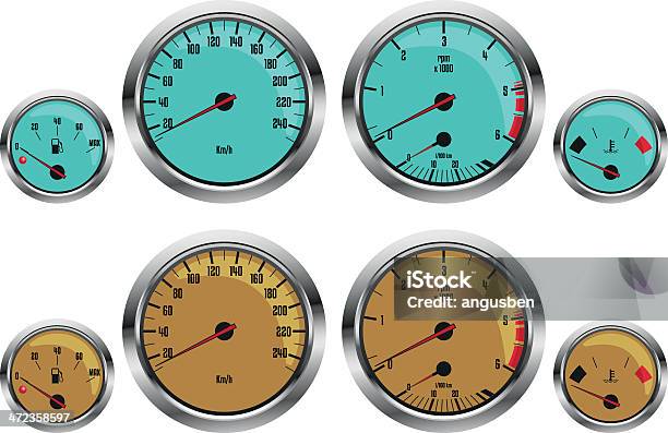 자동차모드 게이지 속도계에 대한 스톡 벡터 아트 및 기타 이미지 - 속도계, 계기판-측정기, 복고풍