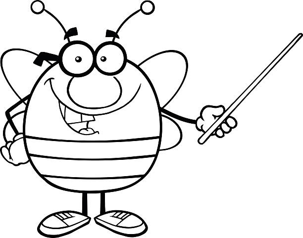 Black and White Bee With Glasses Holding A Pointer Similar Illustrations: spelling bee stock illustrations