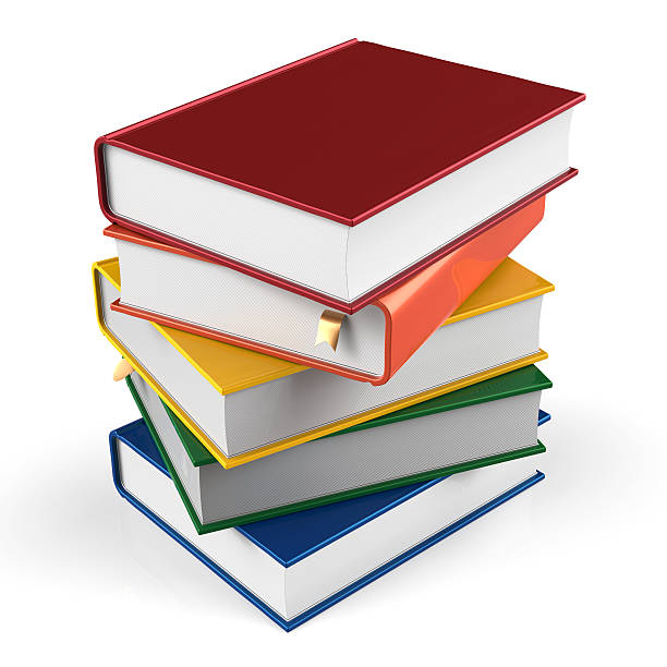 istock Book stack of textbooks hard covers colorful  books blank 472358924