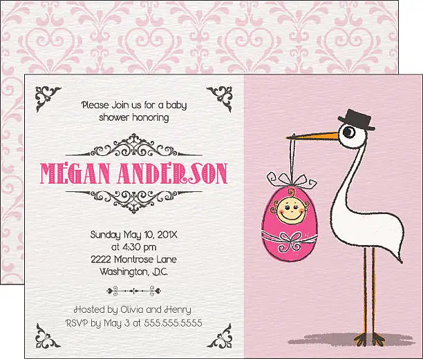 Vector illustration of Baby Girl Invitation