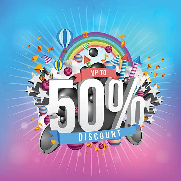 Vector illustration of Fifty percent discount