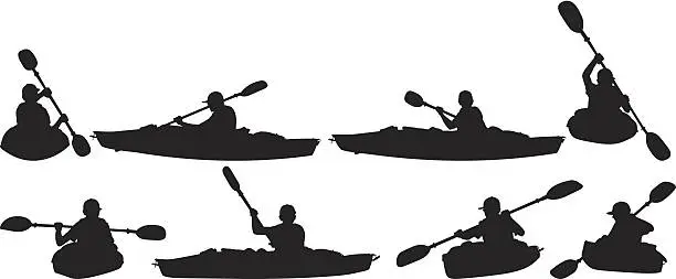 Vector illustration of People in canoeing