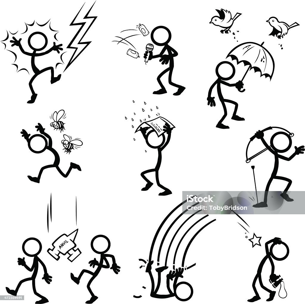 Stick Figure - Things from the sky! Stick Figure Peoples being harassed by things from the sky! Anvil stock vector