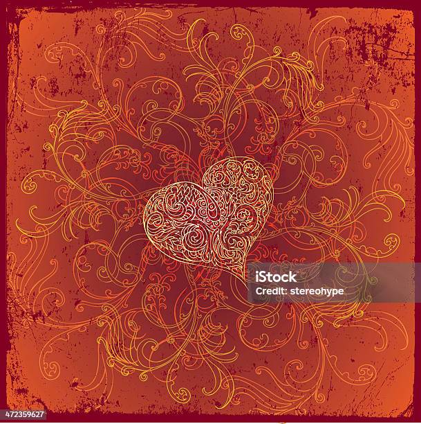 Элегантный Love — стоковая векторная графика и другие изображения на тему Символ сердца - Символ сердца, Татуировка, Огонь